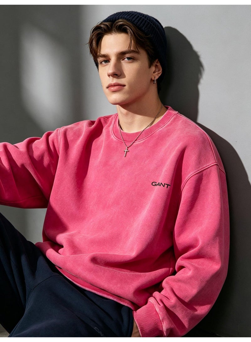 GANT Unisex Crew Neck Washed Sweatshirt, Men's Women's Casual Long Sleeve Top Rose Pink - Image 1