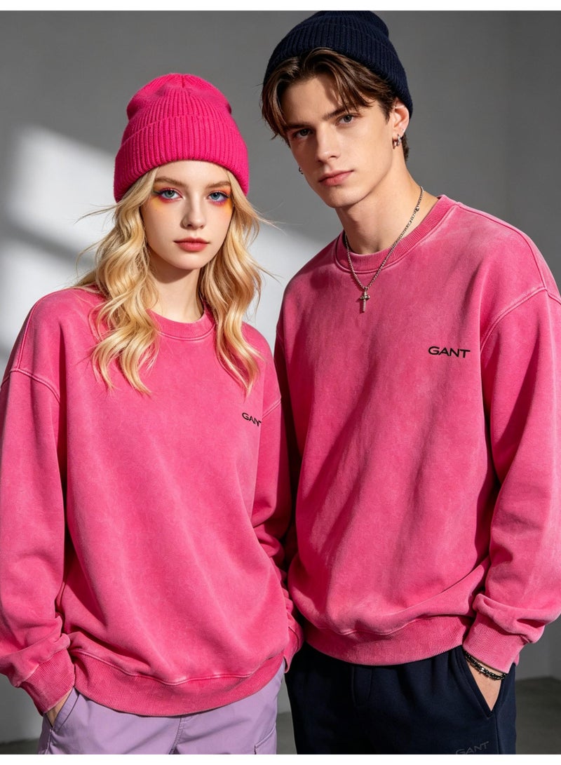 GANT Unisex Crew Neck Washed Sweatshirt, Men's Women's Casual Long Sleeve Top Rose Pink - Image 4