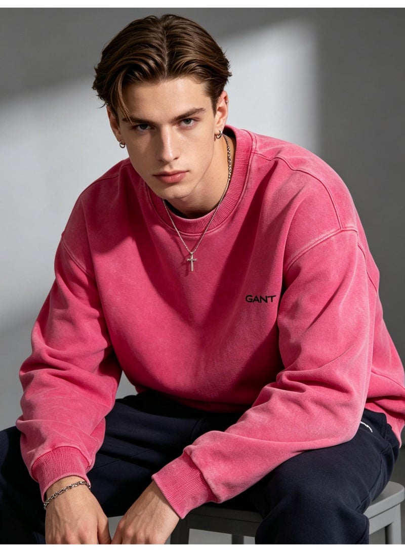GANT Unisex Crew Neck Washed Sweatshirt, Men's Women's Casual Long Sleeve Top Rose Pink - Image 5
