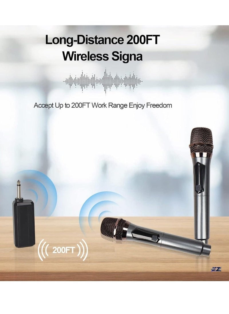 ELTRAZONE Wireless Microphone UHF Dual Cordless Metal Dynamic Mic System with Rechargeable Receiver – Perfect for Karaoke, Church, Speech, Wedding, Party Singing, Class (200 ft Range) – Auto Connect - Image 2