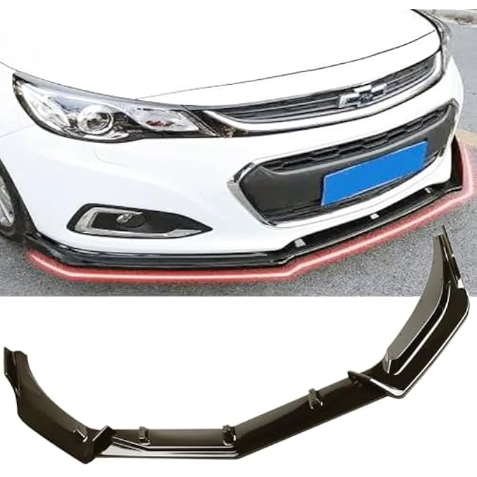 MUCO 3pcs Front Bumper Lip Spoiler Kit Compatible with 19 20 21 22 23 Chevy Malibu Gloss Black Valance Fascia Cover Guard Protection Conversion - Image 1