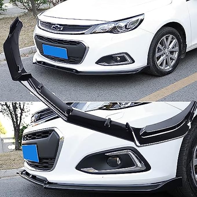 MUCO 3pcs Front Bumper Lip Spoiler Kit Compatible with 19 20 21 22 23 Chevy Malibu Gloss Black Valance Fascia Cover Guard Protection Conversion - Image 2