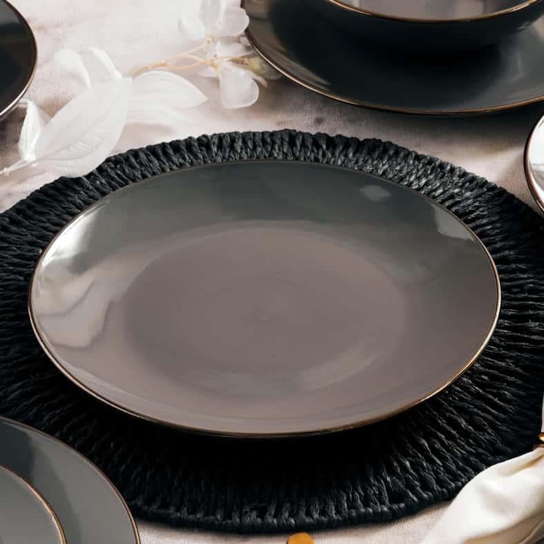 Pan Home طقم عشاء من 18 قطعة من الخزف الرمادي - Image 4