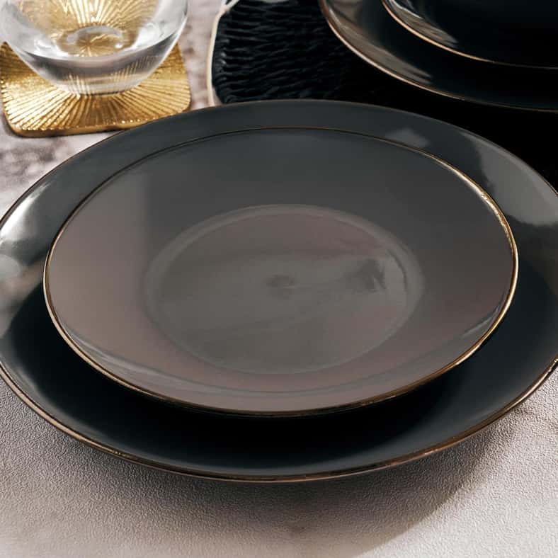 Pan Home طقم عشاء من 18 قطعة من الخزف الرمادي - Image 3