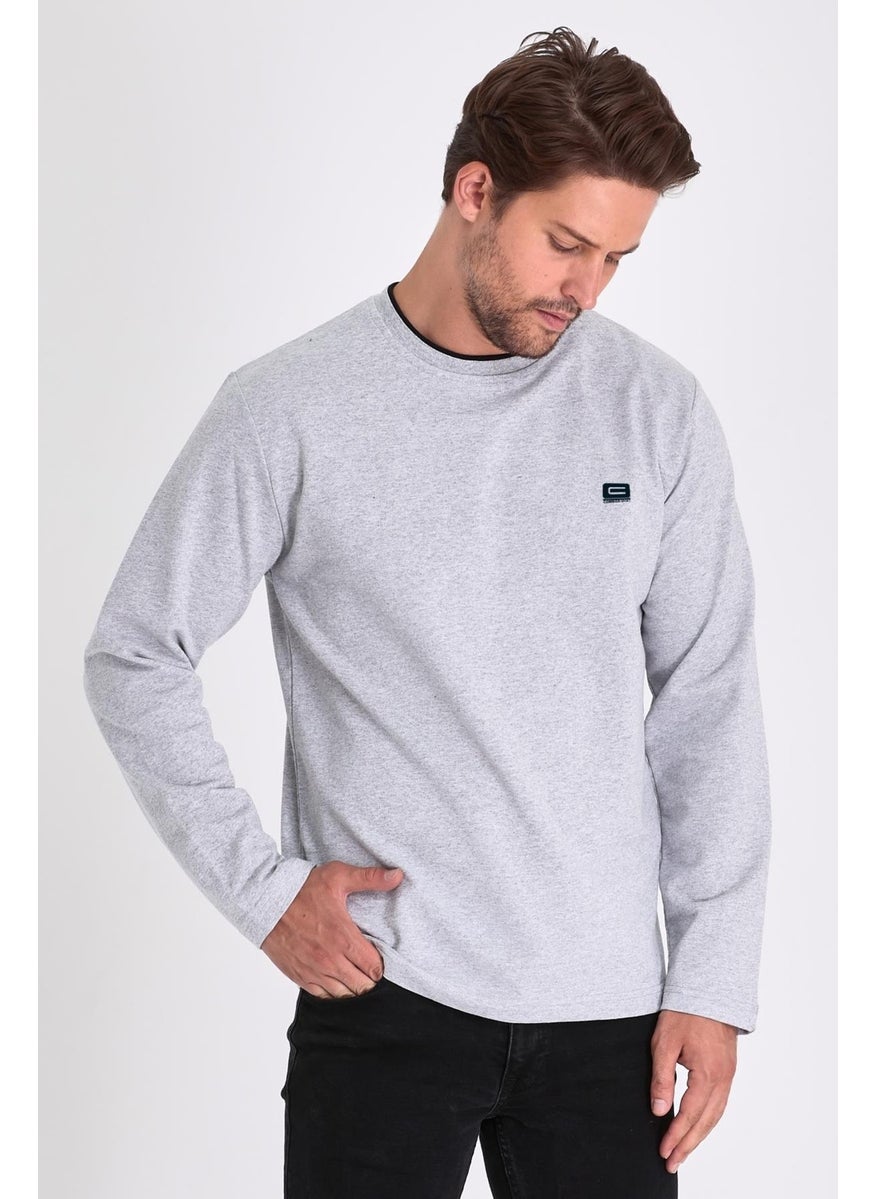 Men's Gray Double Crew Neck Print Detailed Standard Comfortable Cut Sweatshirt - pzsku/Z91A9E77E8DA6B9A29CF3Z/45/_/1741264830/5663ad96-631c-4228-9473-8b9a78689b87