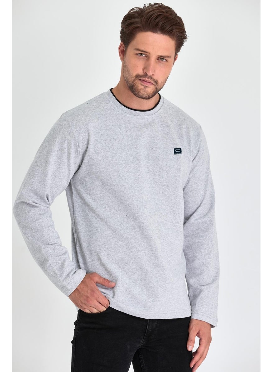 Men's Gray Double Crew Neck Print Detailed Standard Comfortable Cut Sweatshirt - pzsku/Z91A9E77E8DA6B9A29CF3Z/45/_/1741264836/7afcf5ba-d923-4f9f-97ab-e9971c3e7bd2