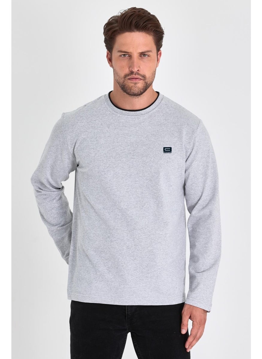 Men's Gray Double Crew Neck Print Detailed Standard Comfortable Cut Sweatshirt - pzsku/Z91A9E77E8DA6B9A29CF3Z/45/_/1741264845/a8b2fc7b-32ea-4797-9b04-680a3d8297ea