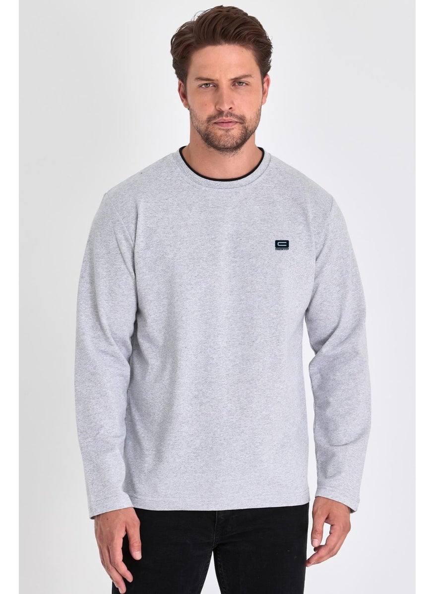 Men's Gray Double Crew Neck Print Detailed Standard Comfortable Cut Sweatshirt - pzsku/Z91A9E77E8DA6B9A29CF3Z/45/_/1741264855/2f879128-f9e6-405b-9c10-5967b5386c07