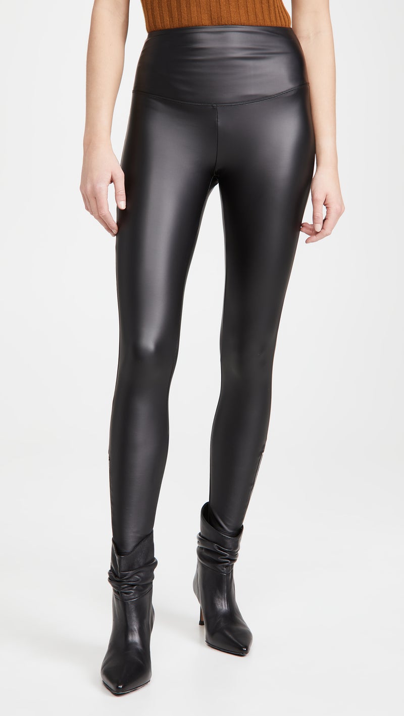 Yummie womens Faux Leather Shaping Legging Hosiery, Black, Medium US - Image 2