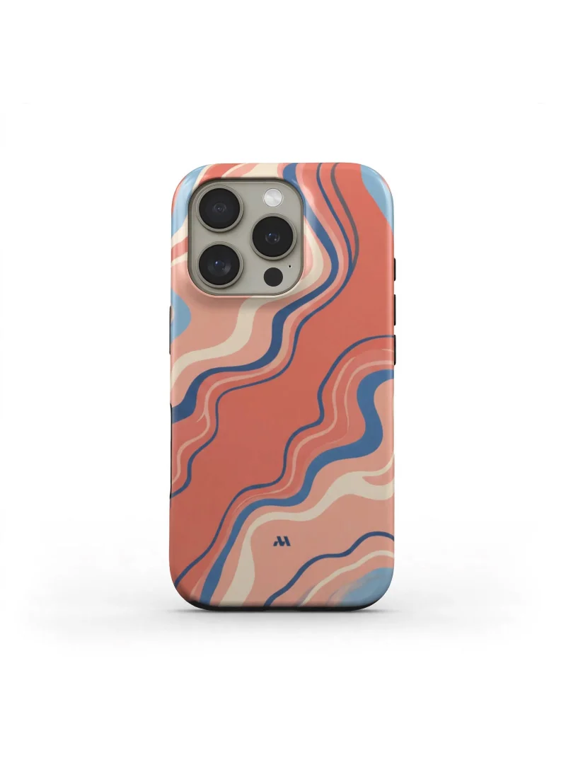 موبكوس غطاء حماية فاخر لهاتف iPhone 16 Pro بلون "Coral Wave" (موجة المرجان) - تصميم هجين مزدوج الطبقات يجمع بين هيكل صلب وطبقة سيليكون، يوفر حماية ضد الصدمات والخدوش.