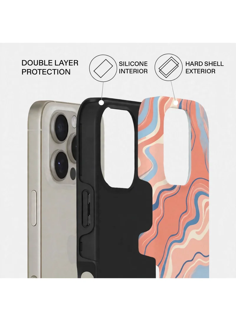 موبكوس غطاء حماية فاخر لهاتف iPhone 16 Pro بلون "Coral Wave" (موجة المرجان) - تصميم هجين مزدوج الطبقات يجمع بين هيكل صلب وطبقة سيليكون، يوفر حماية ضد الصدمات والخدوش.