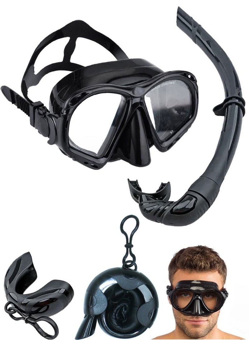 Generic Professional Snorkel Gear, Diving Mask with Nose Cover And Latest Breathing System for Diving, Snorkeling, Scuba Diving, Swimming, UV Protection and Anti Fog Technology, Ultra Wide HD Crystal View - Image 1