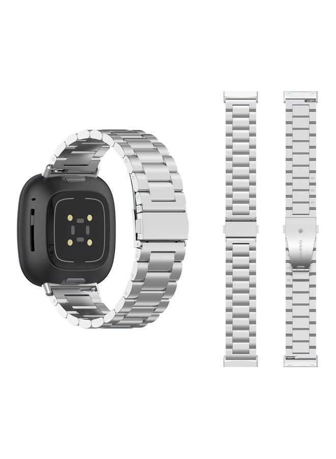 Perfii Stainless Steel Replacement Band For Fitbit Versa 3 Silver - Image 2