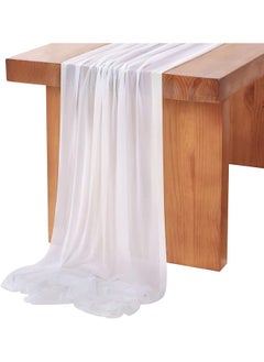 QueenDream QueenDream 5 Pieces 10Ft Wedding Table Runner White Chiffon Table Runners Sheer Wedding Arch Overlay Fabric for Birthday Bridal Party Decorations  - Image 1