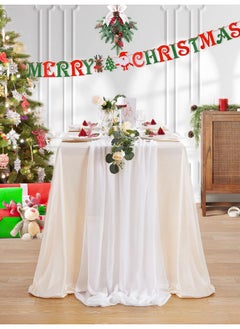 QueenDream QueenDream 5 Pieces 10Ft Wedding Table Runner White Chiffon Table Runners Sheer Wedding Arch Overlay Fabric for Birthday Bridal Party Decorations  - Image 2