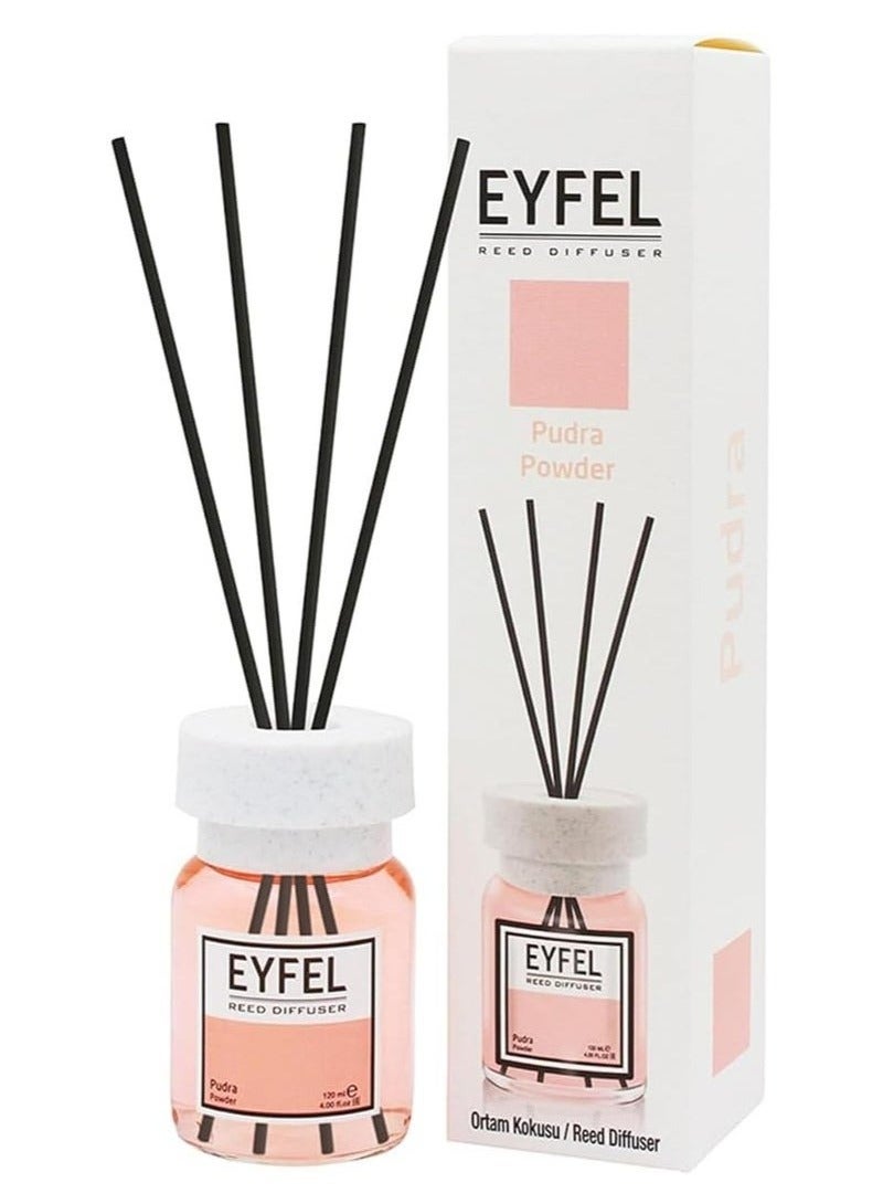 EYFEL Powder Reed Diffuser Set | 120ML Long-Lasting Premium Fragrance with Elegant Diffuser Sticks for Home & Office  - Image 1