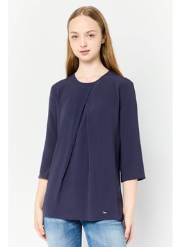 Harmont & Blaine Women Regular Fit Stripe Long Sleeve Top, Blue  - Image 1