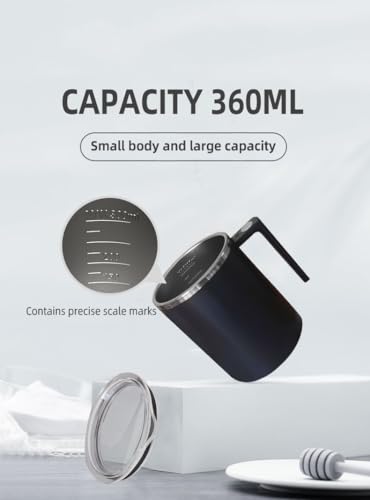 TLINNA Self Stirring Mug,Self Stirring Coffee Mug,Suitable for Coffee, Milk, Cocoa and Other Beverages (Daik Black, 12 Ounces) - Image 4