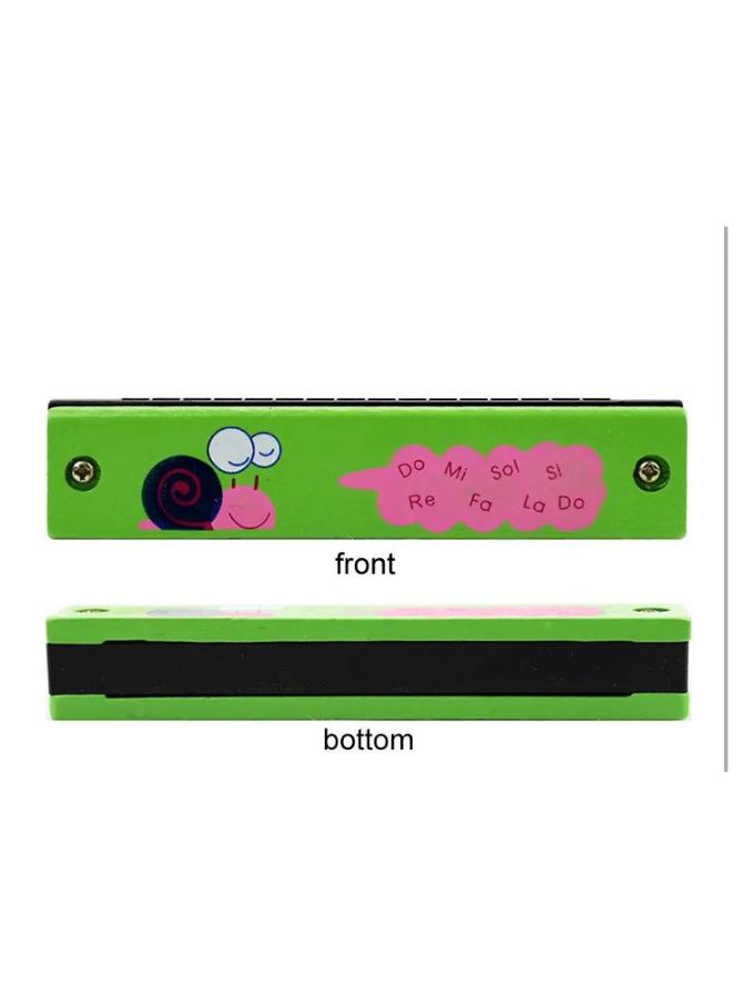 Kids Harmonica Wooden Children Harmonica Toys Colored Printed Diatonic Harmonica Mouth Organ Early Educational Musical Instruments, Design 5 - Image 3