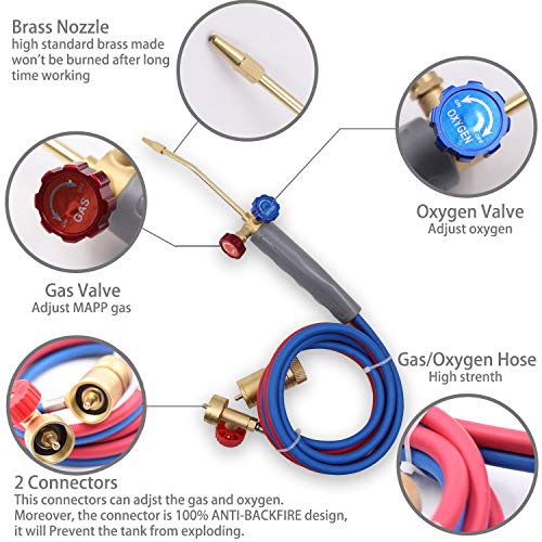 Cybring Brass Oxygen MAPP/Propane Welding Torch| Duel Fuel by Oxygen and MAPP PRO/Propane For Welding Brazing Soldering, - Image 2