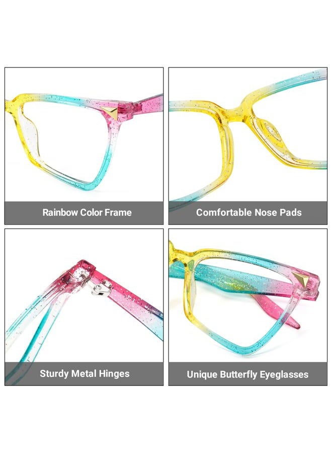 Zeelool Unicorn Rainbow Butterfly Blue Light Blocking Glasses for Women 100% UV400 Protection OP01860, Op01860-04 Rainbow Full Lens, L - Image 3