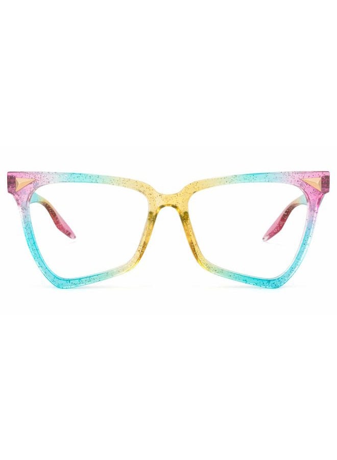 Zeelool Unicorn Rainbow Butterfly Blue Light Blocking Glasses for Women 100% UV400 Protection OP01860, Op01860-04 Rainbow Full Lens, L - Image 1