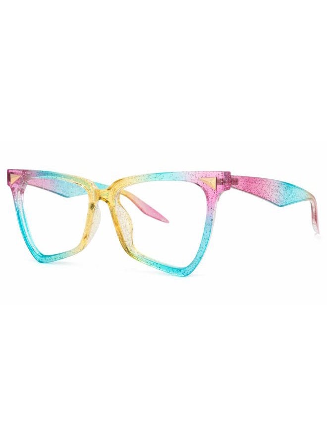 Zeelool Unicorn Rainbow Butterfly Blue Light Blocking Glasses for Women 100% UV400 Protection OP01860, Op01860-04 Rainbow Full Lens, L - Image 2