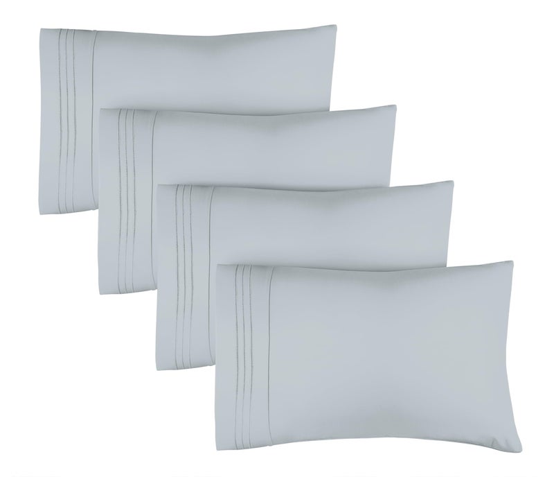 CGK Unlimited CGK Unlimited Queen Size Microfiber Pillowcase Set of 4 - Soft  Premium Quality  Machine Washable  Protective  Sky Blue  - Image 1
