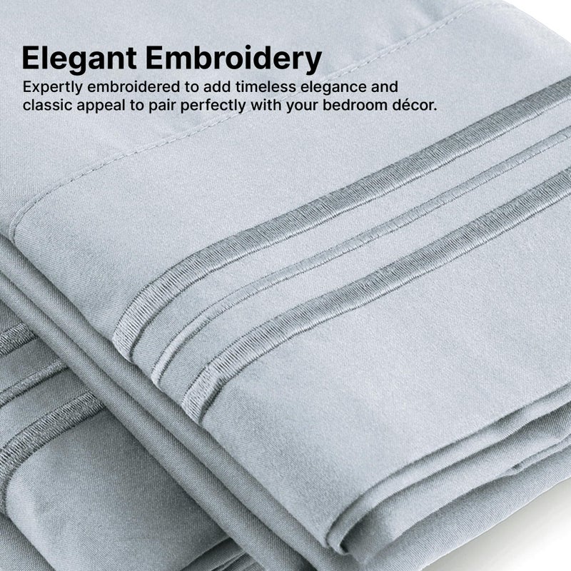 CGK Unlimited CGK Unlimited Queen Size Microfiber Pillowcase Set of 4 - Soft  Premium Quality  Machine Washable  Protective  Sky Blue  - Image 3
