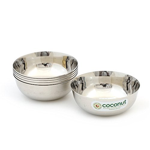 coconut Stainless Steel Chaliya Bowl/Vati/Katori - Set of 6 - Diamater - 10 Cm -Capacity Each Bowl 200ML - Image 3
