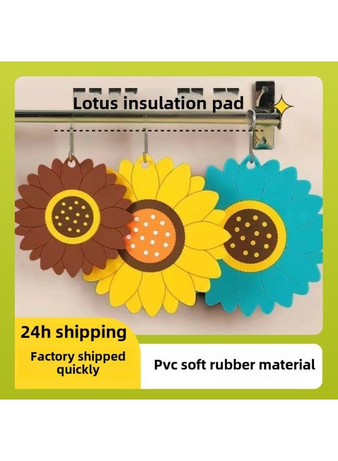 Cute Lotus Kitchen Soft Rubber Insulation Mat Customized Home Dining Table Pot Mat Tea Coaster Heat-resistant And Anti-scalding Table Mat-Color:Green-Specifications:Large Size (19.5*19.5cm)  - Image 2