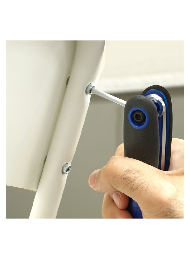 VTOOLS 9-Piece Folding Allen Hex Set, Carbon Steel, Rust-Resistant Polish, Comfortable Handle, Ideal for Construction and DIY Work, Packaged in Protective Plastic Bag - Image 3