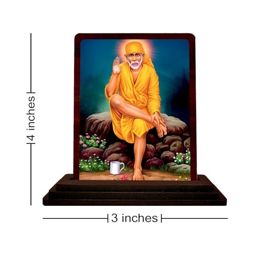 Plan To Gift Saibaba Wooden Idol - Glossy Finish/Size 3x4 in - Showpiece for Home Decor Figurine for Home - Image 3