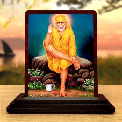 Plan To Gift Saibaba Wooden Idol - Glossy Finish/Size 3x4 in - Showpiece for Home Decor Figurine for Home - Image 1