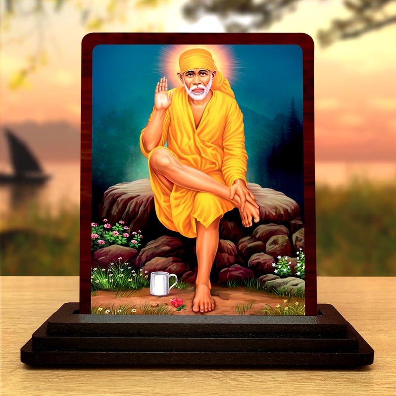 Plan To Gift Saibaba Wooden Idol - Glossy Finish/Size 3x4 in - Showpiece for Home Decor Figurine for Home - Image 5