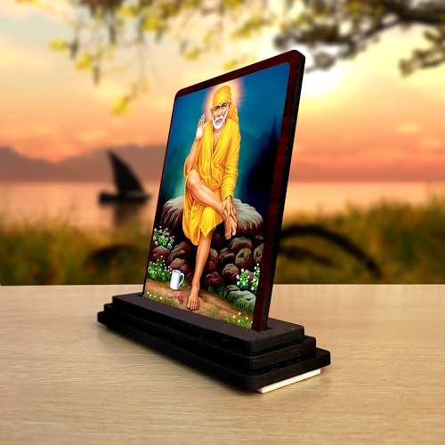 Plan To Gift Saibaba Wooden Idol - Glossy Finish/Size 3x4 in - Showpiece for Home Decor Figurine for Home - Image 2
