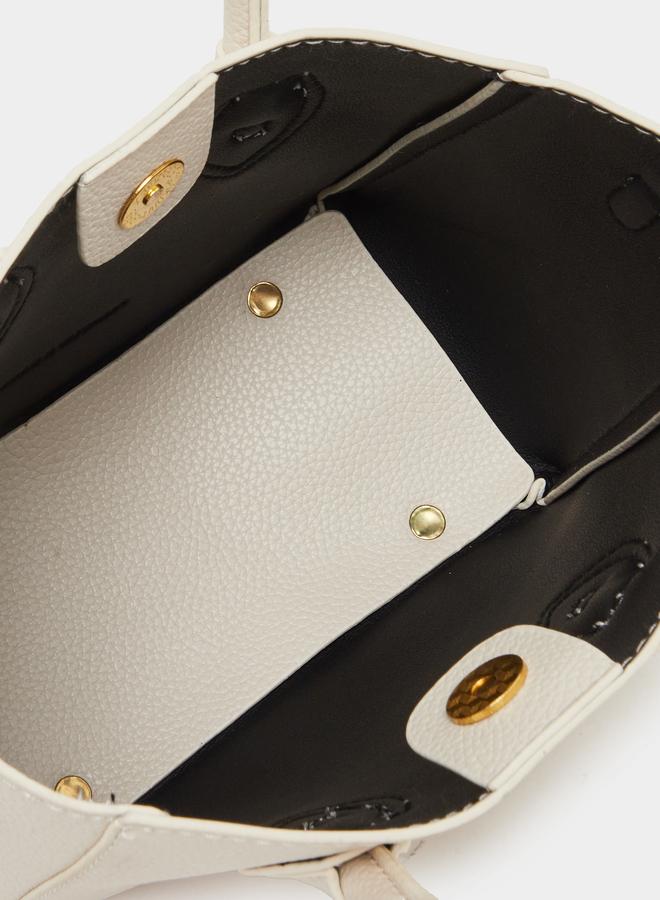 ستايلي حقيبة يد ستايلي بتفاصيل شريط مع حزام قابل للتعديل - Image 5