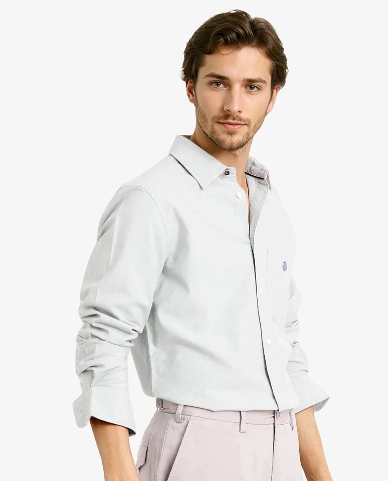 Rare Rabbit Men's Plain Formal Shirt With Embroidered Logo