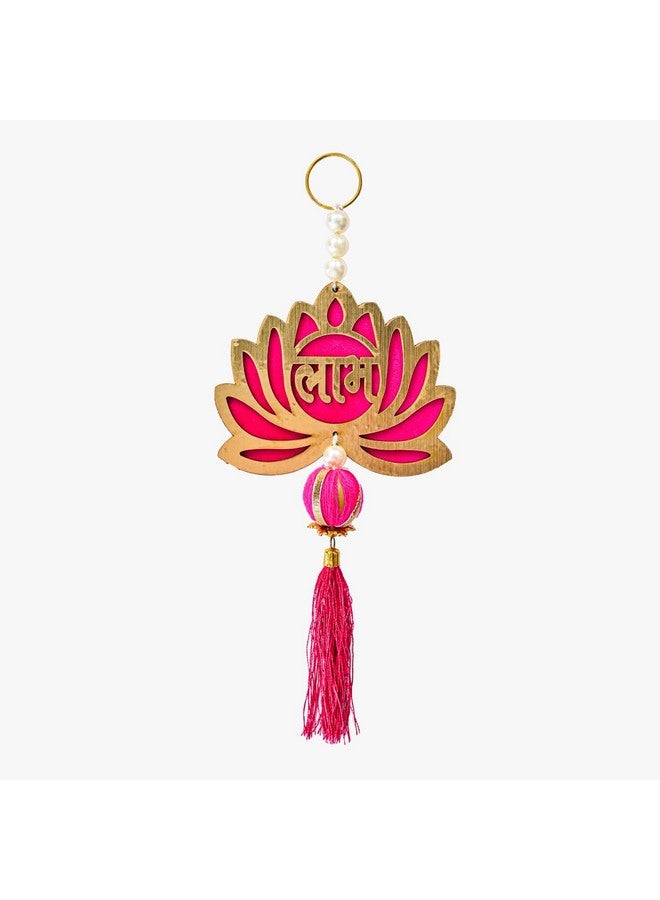 AYUNIX AYUNIX Wall Door Hanging Lotus Latkan Toran with Shubh Labh Main Door Entrance Pooja Room Home Temple Wedding Festival Decor - Diwali Decoration Items for Home Decor (Rani -Pink)  - Image 5