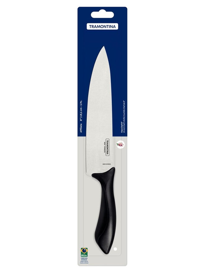 ترامونتينا سكين شيف ترامونتينا ٨ بوصة بشفرة ستانلس ستيل ومقبض بولي بروبلين أسود - Image 4
