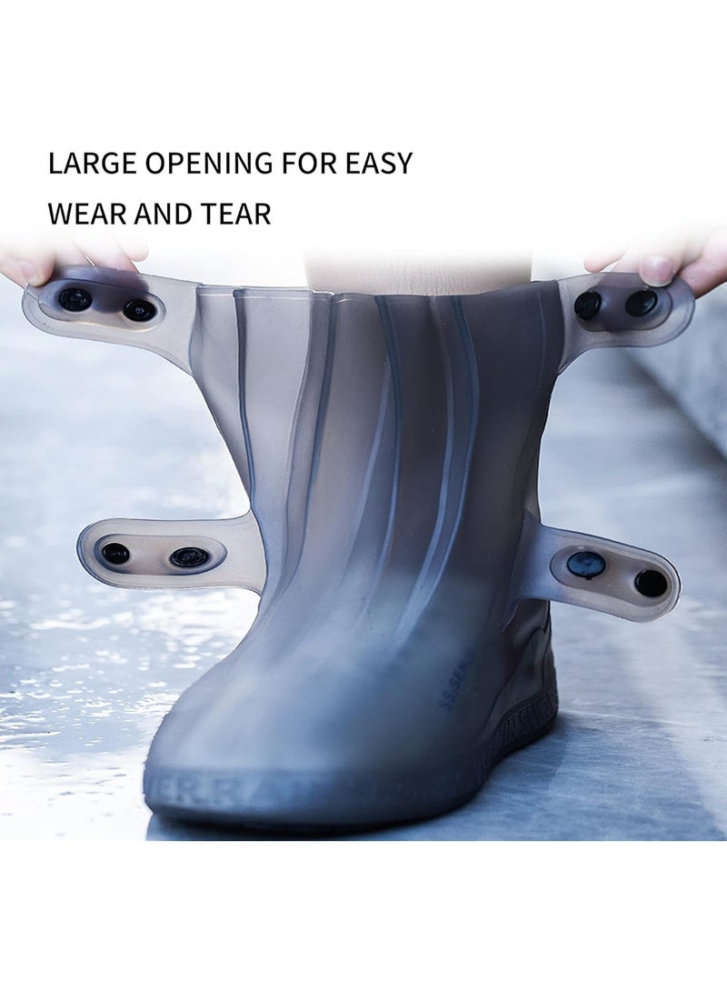 Meetion Rain Boot Covers Waterproof Rain Shoe Covers Silicone Shoe Protector Overshoes Sand Control Non-Slip Foldable Reusable Galoshes for Men Women Rainy Outdoor Cycling Fishing Camping (L, Gray) - Image 5