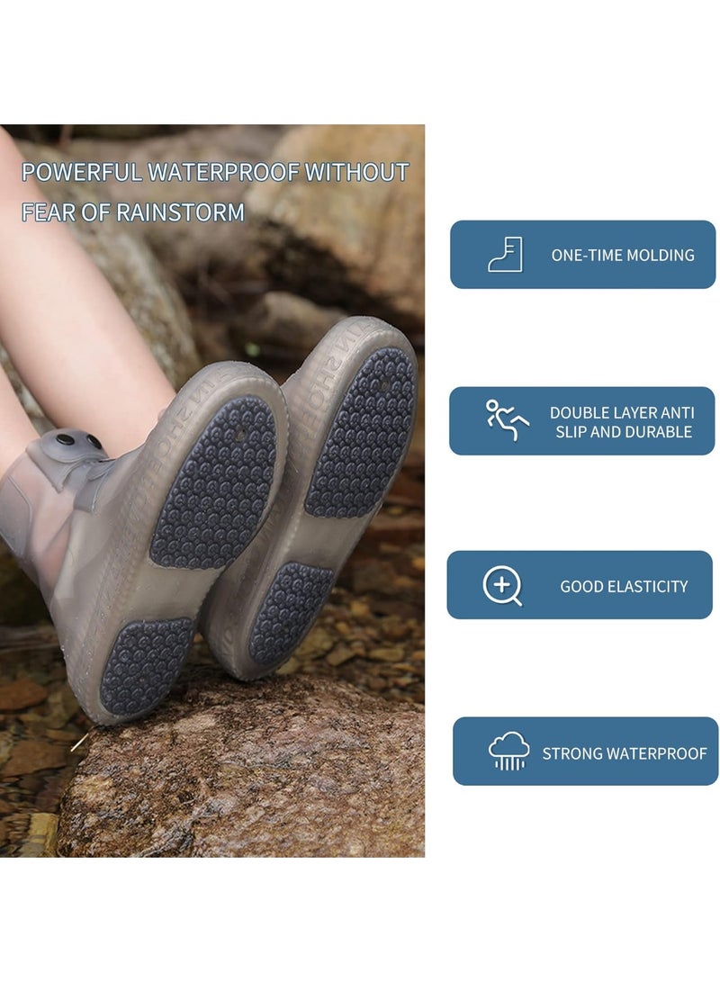 Meetion Rain Boot Covers Waterproof Rain Shoe Covers Silicone Shoe Protector Overshoes Sand Control Non-Slip Foldable Reusable Galoshes for Men Women Rainy Outdoor Cycling Fishing Camping (L, Gray) - Image 4