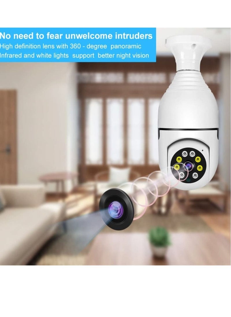 Generic - 1080P Wireless Tovnet Wifi Pan/Tilt Light Bulb Security Camera, 360 Degrees 3.0MP Cam Home Surveillance CCTV Panoramic IP Camera, with Night Vision - Image 1