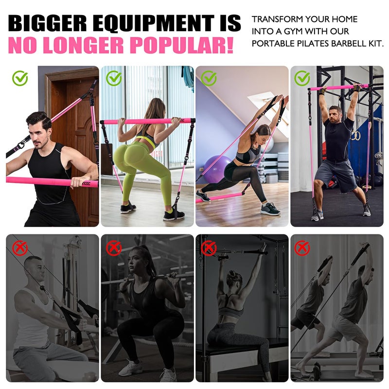 KUTIZE Pilates Bar Kit with Resistance Bands, Portable Pilates Equipment, Pilates Bar for Women & Men, Pilates Bar Kit for for Hip, Back, Arm, Full-Body Workouts, Home Gym Strength Training Equipment - Image 5
