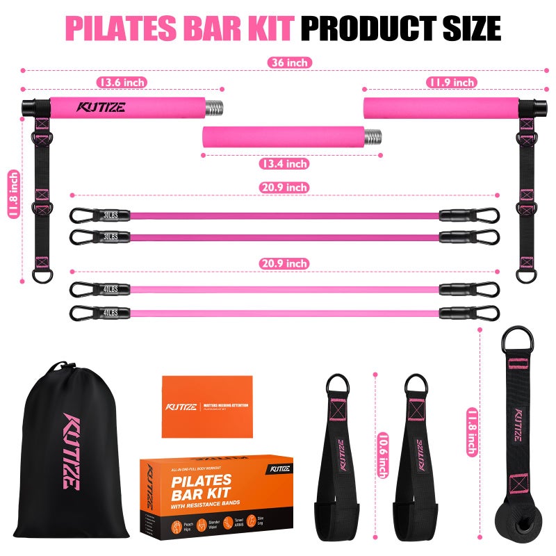 KUTIZE Pilates Bar Kit with Resistance Bands, Portable Pilates Equipment, Pilates Bar for Women & Men, Pilates Bar Kit for for Hip, Back, Arm, Full-Body Workouts, Home Gym Strength Training Equipment - Image 4