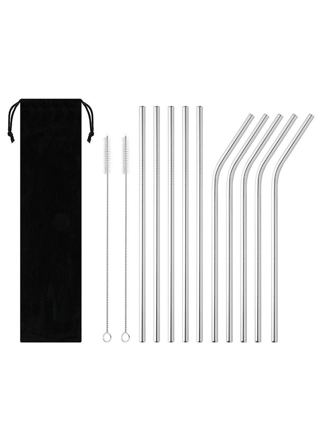 INKBIRD Reusable Metal Straw 10 PCS Portable Stainless Steel Drinking Straws 2 Cleaning Brush and Travel Case Included - Image 1