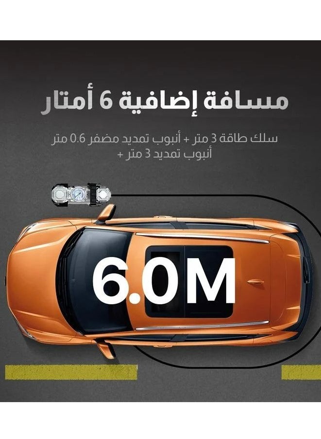 فورديل 12V 150W منفاخ الإطارات ضاغط هواء مزدوج الأسطوانة محمول ، ضاغط هواء 120PSI 42 لتر / دقيقة تدفق الهواء  - Image 5