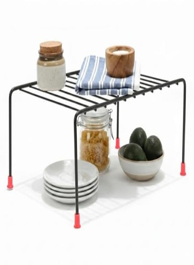 VK15 COLLECTION Heavy-Duty Steel Kitchen Counter Shelf Rack Organizer, Space-Saving Storage Stand for Kitchen, Cabinet, Pantry, Bathroom & Dining Table (Black, 28×18.5×12.5 cm) (Pack of 2) - Image 5
