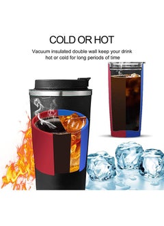 Arabest Insulated Coffee Travel Mug 510ml Reusable Coffee Cup 2 Pack Stainless Steel Vacuum Insulation Tumbler for Home Office Heat Cold Drinks (Black+White)  - Image 3