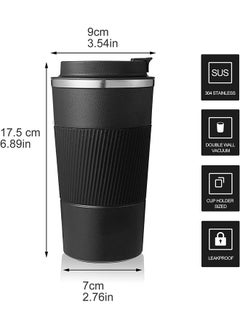 Arabest Insulated Coffee Travel Mug 510ml Reusable Coffee Cup 2 Pack Stainless Steel Vacuum Insulation Tumbler for Home Office Heat Cold Drinks (Black+White)  - Image 2
